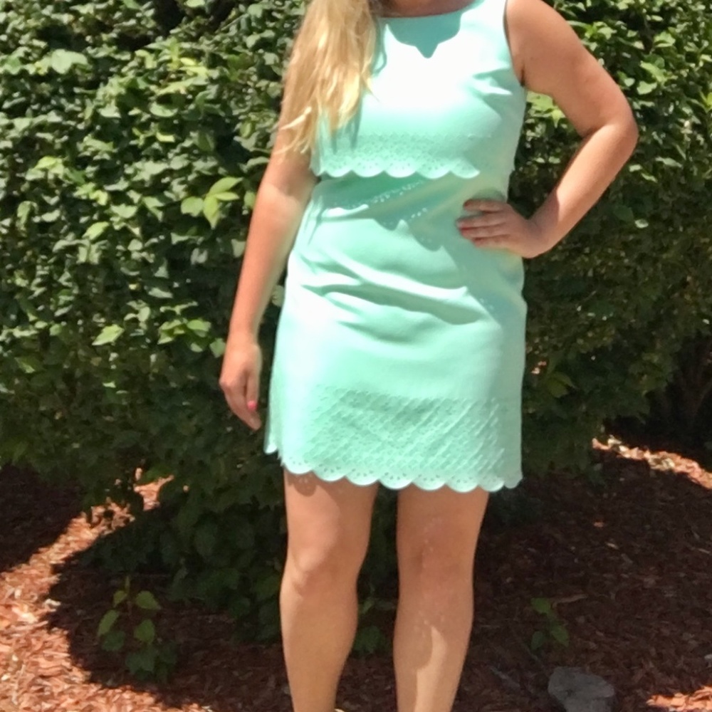 Mint scalloped cocktail dress